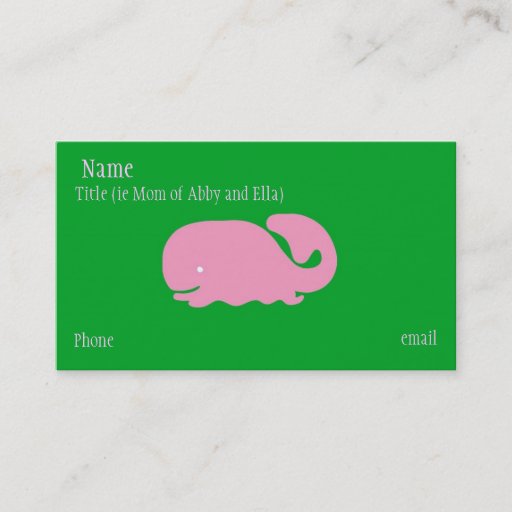 Customizable Pink Whale Mommy Card Business Card Templates