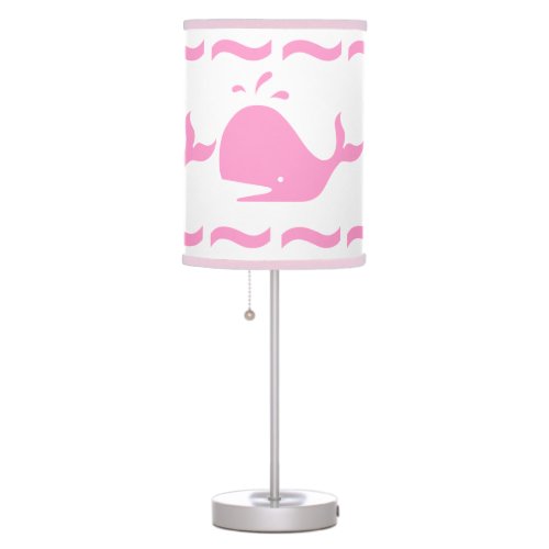 Pink WHALE on  White background Table Lamp
