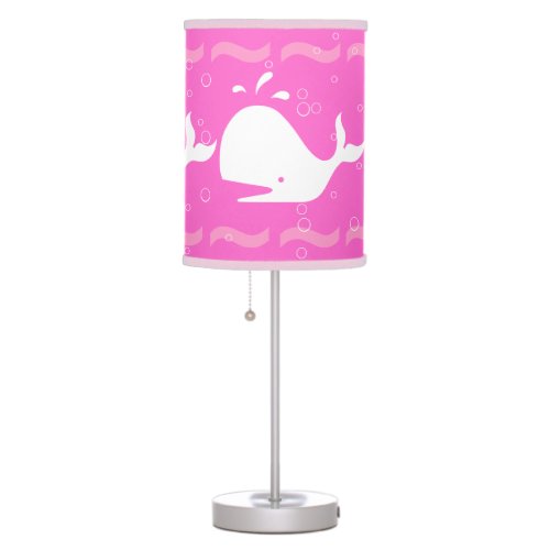 Pink WHALE on  White background Table Lamp