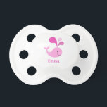 Pink Whale Pacifier<br><div class="desc">The Pink Whale Pacifier is cute for your new arrival! Customize the text as desired. Also makes a great gift! Be sure to check out the matching shirt, bib, blanket and more!</div>