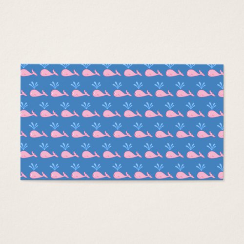Pink Whale Pattern on Blue. Business Card Templates