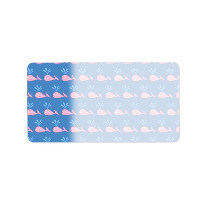 Pink Whale Pattern on Blue. Custom Address Labels