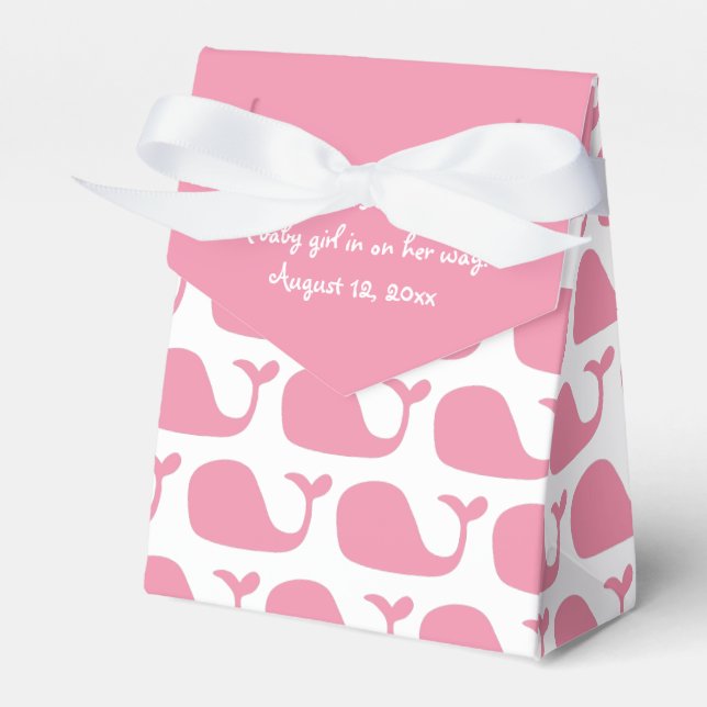 Pink Whale Theme Baby Shower Favor Boxes (Front Side)
