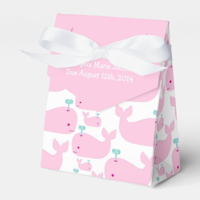 Pink Whale Theme Baby Shower Favor Boxes (Front Side)