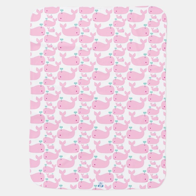 Pink Whales Swaddle Blanket (Back)