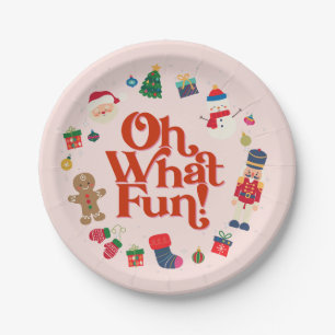 Pink What Fun Christmas Birthday Table Decor  Paper Plates