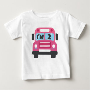 Pink Wheel On The Bus Birthday Baby T-Shirt