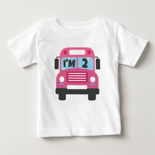 Pink Wheel On The Bus Birthday Baby T_Shirt