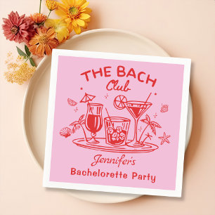Pink Whimsical Beach Cocktail Bachelorette Party Napkins