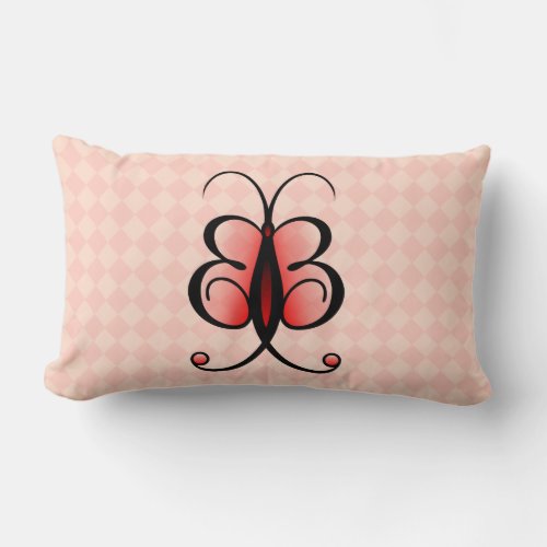 Pink Whimsical Butterfly Cute Lumbar Throw Pillows