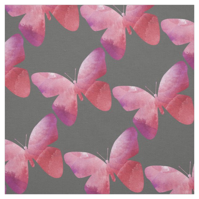 Pink whimsical butterfly fabric (Swatch)