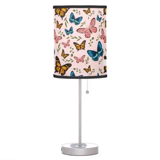 Pink Whimsical Butterfly Girls Room Table Lamp (Left)