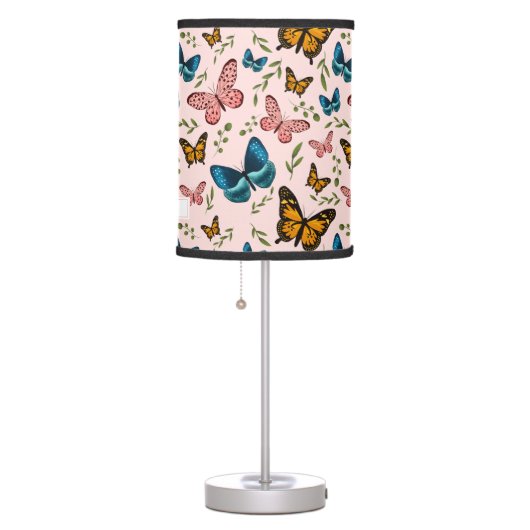 Pink Whimsical Butterfly Girls Room Table Lamp (Right)
