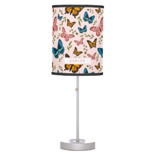 Pink Whimsical Butterfly Girls Room Table Lamp