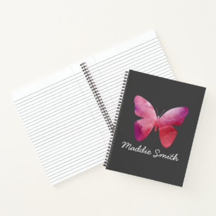 Pink whimsical butterfly notebook
