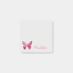 Pink whimsical butterfly post-it notes