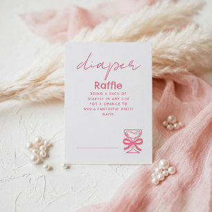 Pink Whimsical Champagne Diaper Raffle Tickets Enclosure Card
