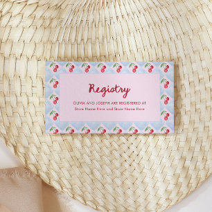 Pink Whimsical Cherries   Bridal Shower Registry Enclosure Card