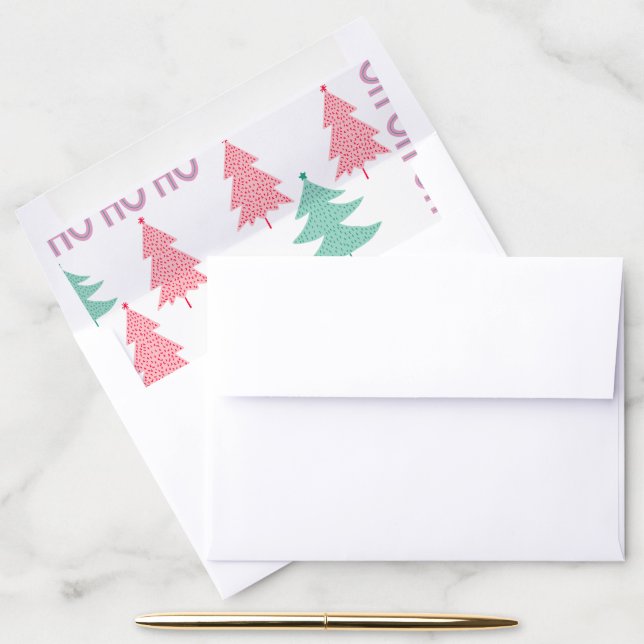 Pink whimsical Christmas Envelope Liner (Desk)