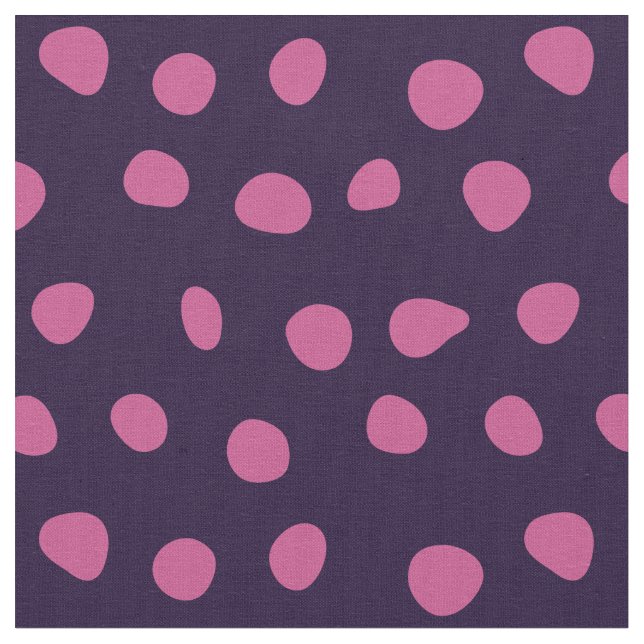 Pink Whimsical Dots on Purple Fabric (Close Up)