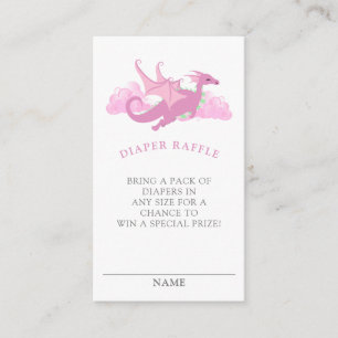 Pink Whimsical Dragon Baby Shower Diaper Raffle Enclosure Card