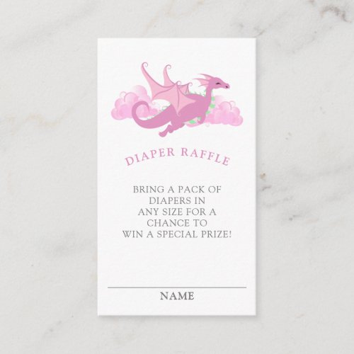 Pink Whimsical Dragon Baby Shower Diaper Raffle  Enclosure Card