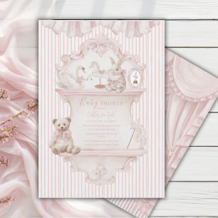 Pink Whimsical Elegant Baby Shower Invitation