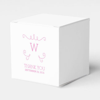 Pink Whimsical Flourish Monogram Favor Boxes