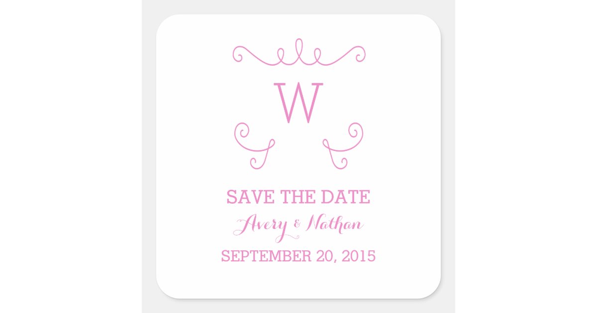 Pink Whimsical Flourish Save the Date Stickers Zazzle