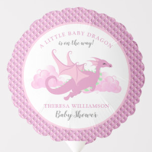 Pink Whimsical Girl Dragon Baby Shower Balloon