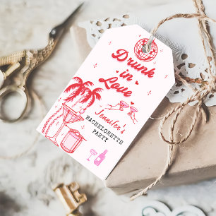 Pink Whimsical Hand Drawn Cocktail Bachelorette Gift Tags