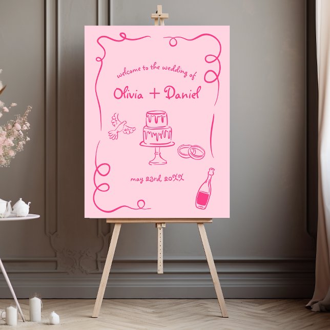 Pink Whimsical Hand Lettered Illustrated Sign (Creator Uploaded)
