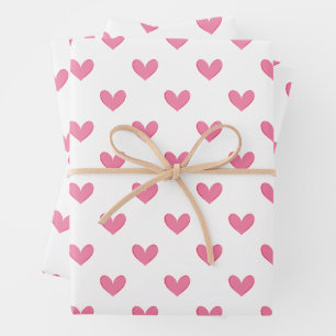 Pink Whimsical Hearts Wrapping Paper Sheets