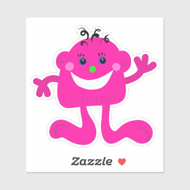 Pink Whimsical Monster 4 x 4 Sticker (Sheet)