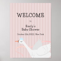Pink Whimsical Princess Swan Baby Shower Welcome