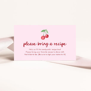 Pink Whimsical Retro Cherries Recipe Request Enclosure Card
