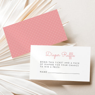 Pink Whimsical Script Baby Shower Diaper Raffle Enclosure Card