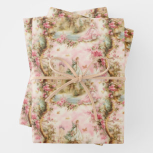 Pink Whimsical Toile Wrapping Paper Sheets