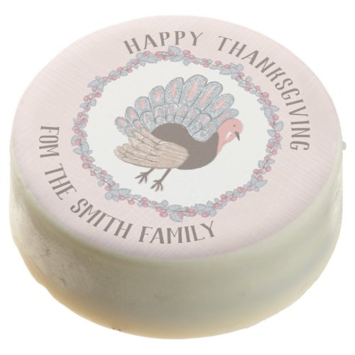 Pink Whimsical Turkey Happy Thanksgiving Chocolate Covered Oreo