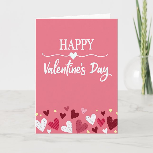 Pink Whimsical Valentines Day Card (Front)