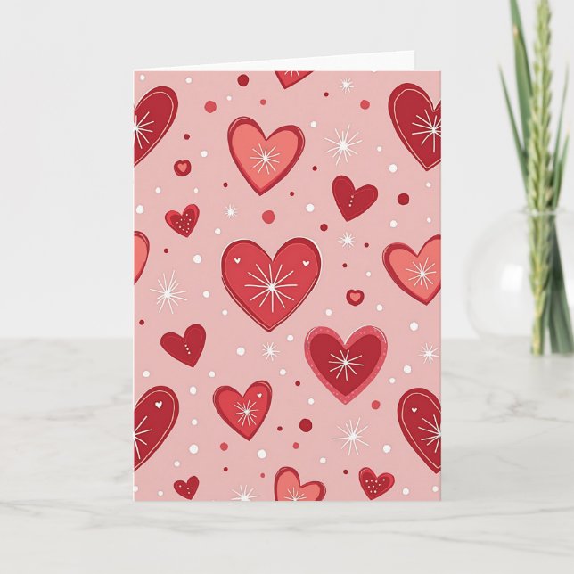 Pink Whimsical Valentines Love Card (Front)
