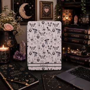 Pink Whimsigoth Witchy Pattern Custom Name iPad Mini Cover