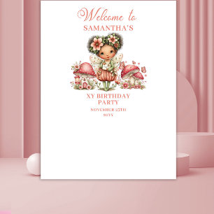 Pink Whimsy Fairy 1st Birthday Backdrop