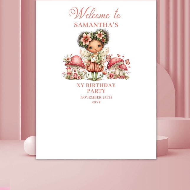 Pink Whimsy Fairy 1st Birthday Backdrop (Pink Whimsy Fairy 1st Birthday Backdrop)