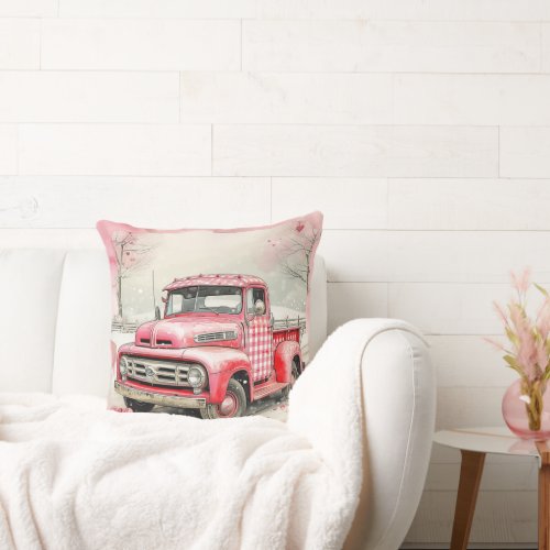 Pink Whirlwind Truck  Heart Confetti Throw Pillow