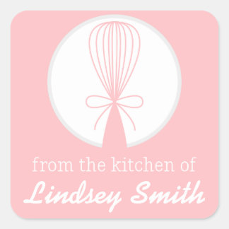 Pink Whisk Silhouette Kitchen Labels