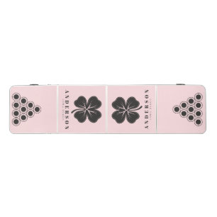 Pink Whisper and Black Four Leaf Clover with Name Beer Pong Table
