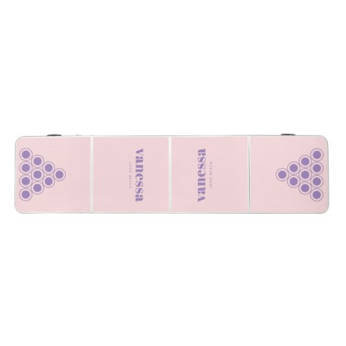 Pink Whisper and Black Minimal Modern Classic Name Beer Pong Table