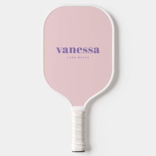 Pink Whisper and Black Minimal Modern Classic Name Pickleball Paddle