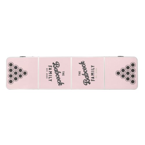 Pink Whisper and Black Retro Family Name &amp; Year Beer Pong Table